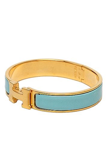 Hermès Hermes Click H PM Bracelet, Gold and Blue Plated Enamel, Women's. (view 2)