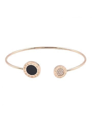 Bvlgari BVLGARI Onyx Diamond Bracelet Accessory 18KPG (Pink Gold) Women's Gold Black Clear (view 1)