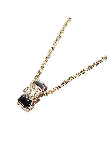 Bvlgari BVLGARI Serpenti Onyx Diamond Necklace, 18KPG (Pink Gold) Diamond, Onyx, Women's, Gold Tone, Clear Black Tone (view 1)
