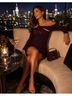 Nicholas Solid Burgundy Cocktail Dress Size XS - photo 7
