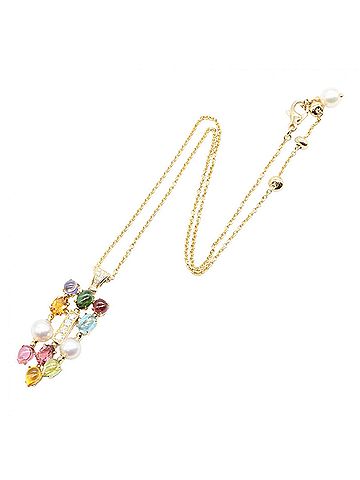 Bvlgari Bvlgari Bulgari Allegra Multicolor Diamond Necklace, 18K (Yellow Gold), Diamond, Multistone, Women's, Gold Tone, Clear (view 2)