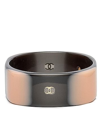 Chanel Chanel Coco Mark Bangle 01A Black Beige Plastic Women's CHANEL (view 1)
