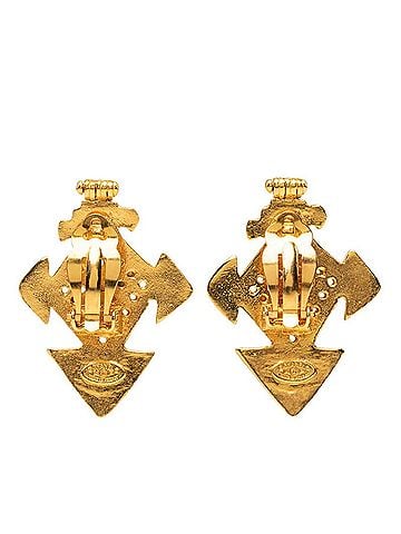 Chanel Chanel Coco Mark Cross Motif Vintage Earrings 94P Gold Plated Women's CHANEL (view 2)