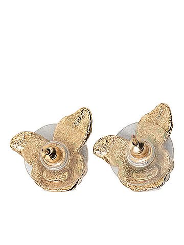 Chanel Chanel Coco Mark Camellia Earrings 04A Gold White Green Plated Women's CHANEL (view 2)