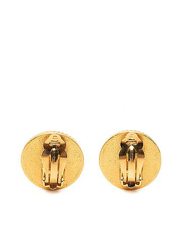 Chanel Chanel Coco Mark Vintage Round Earrings, Gold and Black Plated, Women's CHANEL (view 2)