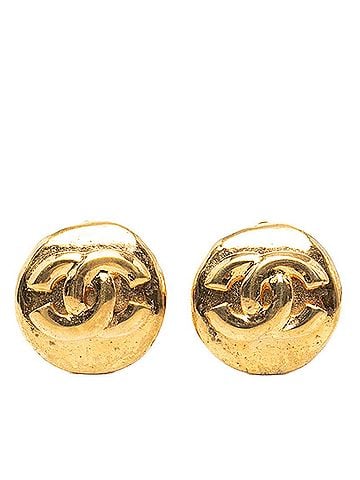 Chanel Chanel Coco Mark Vintage Round Earrings 96P Gold Plated CHANEL (view 1)
