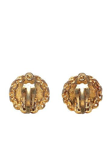 Chanel Chanel Coco Mark Vintage Round Earrings 95P Gold Plated Women's CHANEL (view 2)