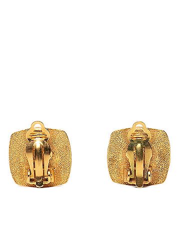 Chanel Chanel Coco Mark Vintage Square Earrings 95A Gold Black Plated Women's CHANEL (view 2)