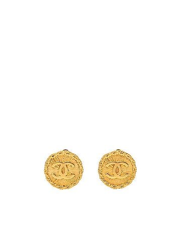 Chanel Chanel Coco Mark Vintage Earrings 95A Gold Plated Women's CHANEL (view 1)