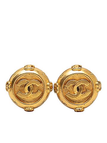 Chanel Chanel Coco Mark Earrings, Gold Plated (GP), Women's. (view 1)