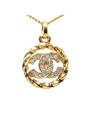 Chanel Chanel Vintage Coco Mark Necklace, Gold Plated Rhinestone, Women's CHANEL (view 1)