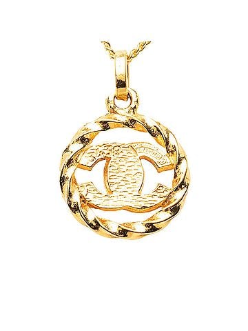 Chanel Chanel Vintage Coco Mark Necklace, Gold Plated Rhinestone, Women's CHANEL (view 2)