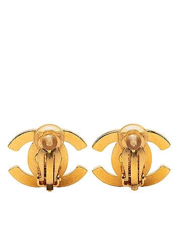 Chanel Chanel Vintage Coco Mark Turnlock Motif Earrings, Gold Plated, Women's CHANEL (view 2)