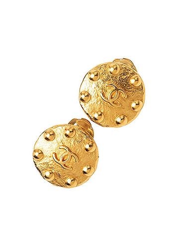 Chanel Chanel Vintage Coco Mark Earrings, Gold Plated, Women's CHANEL (view 1)
