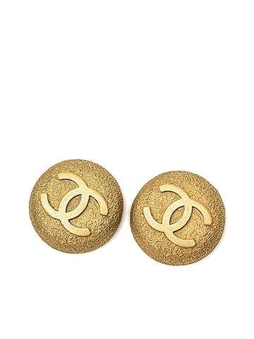 Chanel Chanel Vintage Coco Mark Earrings, Gold Plated, Women's CHANEL (view 1)