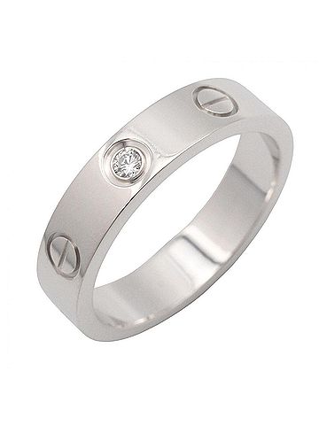 Cartier Cartier Mini Love Ring, 1PD (18K White Gold), Diamond, Women's, Clear/Silver Tone, B4050500 (view 1)