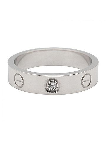 Cartier Cartier Mini Love Ring, 1PD (18K White Gold), Diamond, Women's, Clear/Silver Tone, B4050500 (view 2)