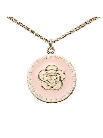 Chanel Chanel Vintage Camellia Coco Mark Necklace, Gold and Pink Plated, Women's CHANEL (view 1)