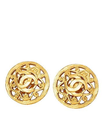 Chanel Chanel Vintage Coco Mark Earrings, Gold Plated, Women's CHANEL (view 1)