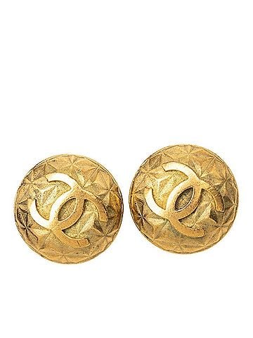 Chanel Chanel Vintage Coco Mark Earrings, Gold Plated, Women's CHANEL (view 1)
