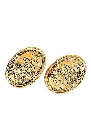 Chanel Chanel Vintage Coco Mark Earrings, Gold Plated, Women's CHANEL (view 1)