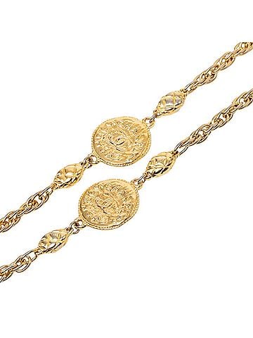 Chanel Chanel Vintage Coco Mark Logo Chain Necklace Gold Plated Women's CHANEL (view 2)