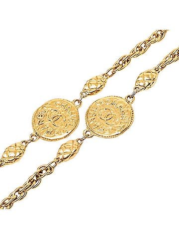 Chanel Chanel Vintage Matelassé Coco Mark Chain Necklace Gold Plated Women's CHANEL (view 2)