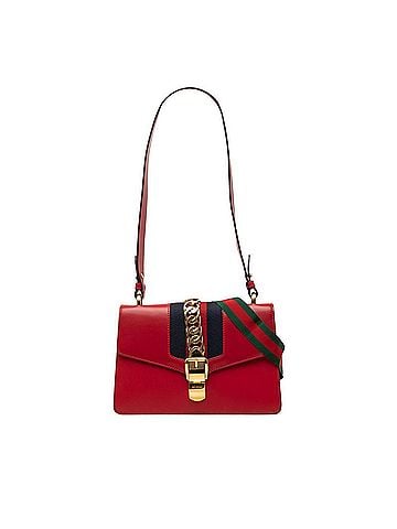 Gucci Gucci Sylvie Sherry Line Shoulder Bag, One-Shoulder, 421882, Red/Navy Leather, Plated, Women's, GUCCI (view 1)