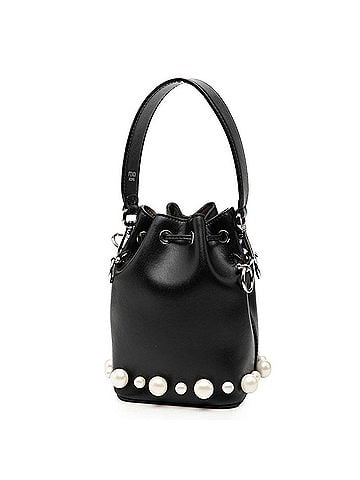 Fendi Fendi Mini Montresor Handbag 8BS010 Black Leather Faux Pearl Women's FENDI (view 2)