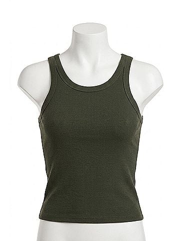 Dear John Tamia Cropped Racerback Tank Top in Deep Emerald (view 1)
