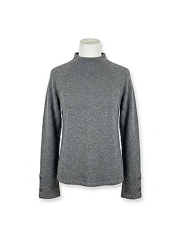 Bobi Raglan Mock Neck Top in Dark Grey (view 1)