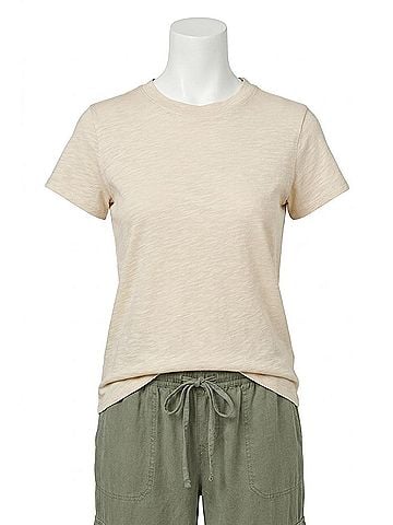 Be Cool Leona Classic Cut Acid Wash Cotton Tee in Stone (view 1)