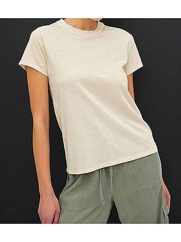 Be Cool Leona Classic Cut Acid Wash Cotton Tee in Stone (view 2)