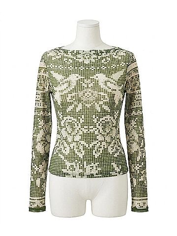Cleobella Jay Long Sleeve Top in Green (view 1)
