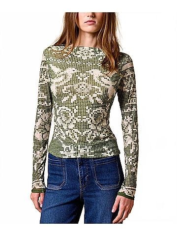 Cleobella Jay Long Sleeve Top in Green (view 2)