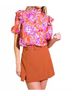 Flying Tomato Floral Pink Sunset Bloom Blouse in Pattern Size M - photo 2