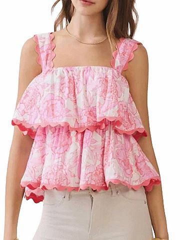 TCEC Tiered Tank Top in Blushing Petals (view 2)