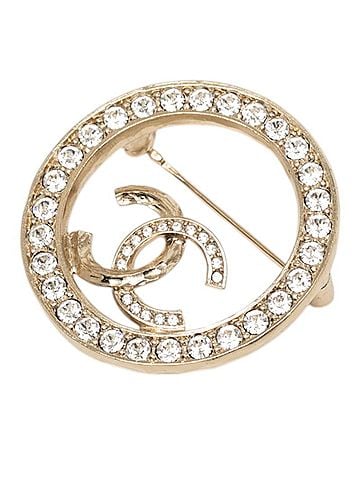 Chanel Chanel Coco Mark Brooch C21K Gold Plated Rhinestone Women's CHANEL (view 1)