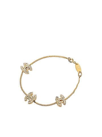 Chanel Chanel Coco Mark Bracelet, Gold Plated, Rhinestones, Women's CHANEL (view 2)