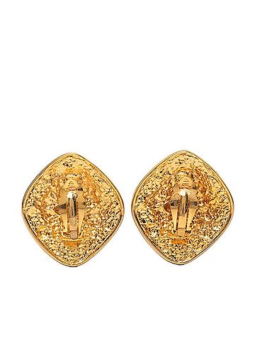 Chanel Chanel Coco Mark Diamond Motif Earrings, Gold Plated, Women's CHANEL (view 2)