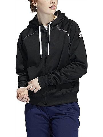Adidas Women's Stadium Full Zip Hoodie in Black/White (view 2)