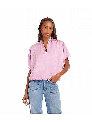 Karen Kane Short Sleeve V-Neck Top in Pink (view 2)