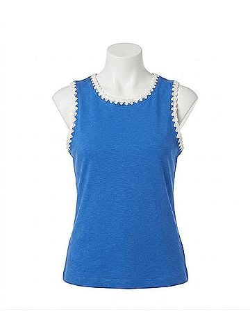 Karen Kane Edge Stitch Contrast Tank in Blue (view 1)