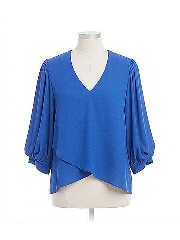Karen Kane Layered Sleeve Asymmetric Top in French Blue (view 1)