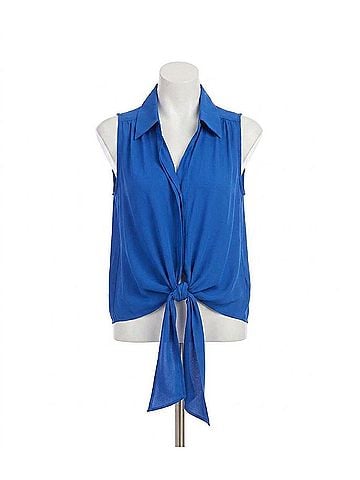 Karen Kane Sleeveless Tie-Front Top in French Blue (view 1)