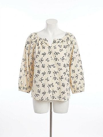 Fifteen Twenty Sam 3/4 Sleeve Peasant Top in Cream/Black Print (view 1)