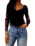 Free People Floral Black Amara Top in Black Size XL - photo 2