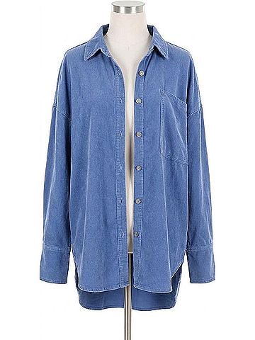 Free People Baby Cord Button Down Shirt Jacket in Electric Indigo (view 1)