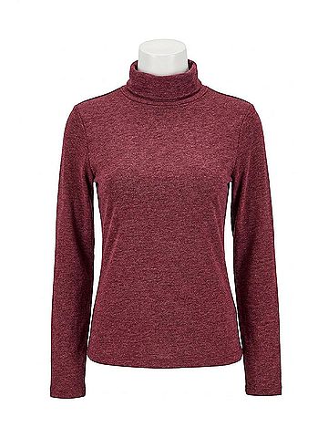 Mystree Knit Mock Neck Long Sleeve Top in Wine (view 1)
