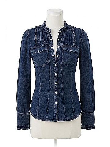 Free People Going Somewhere Longsleeve Blouse in Stormy Navy (view 1)